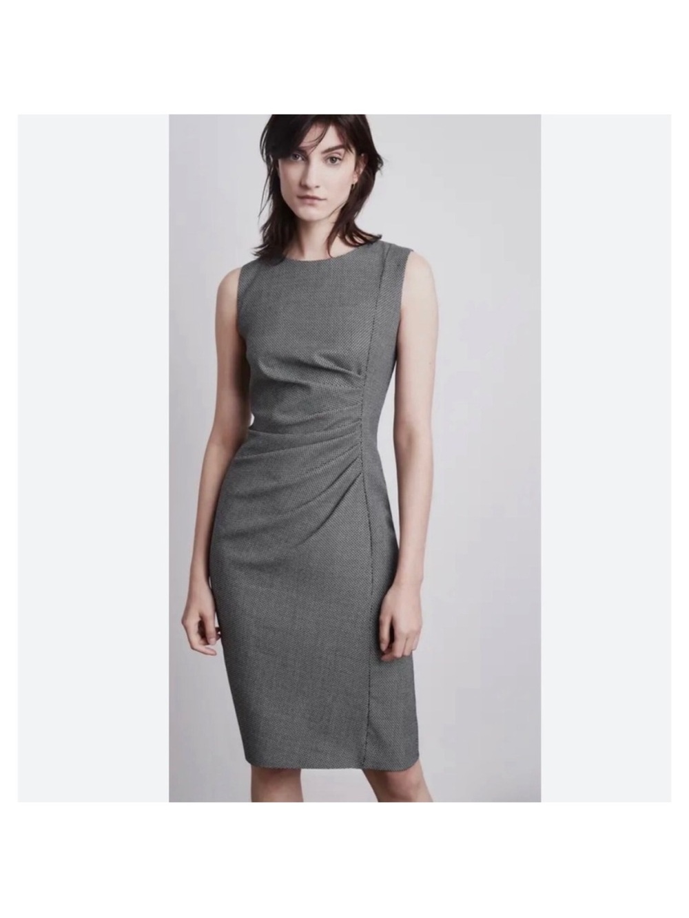 MaxMara Tailored Sleeveless Gray Midi Sheath Dress